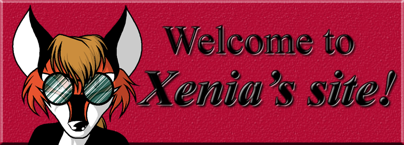 Banner that says 'Welcome to Xenia's site!' on.