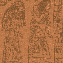 An Ancient Egyptan brickwork showing two people.