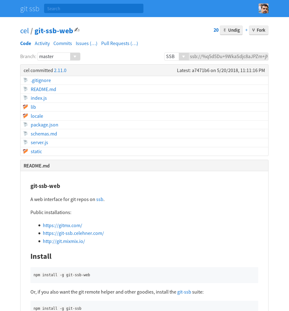 Git SSB's web interface